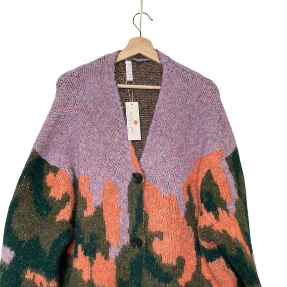 Kelly OBI Landscape Vintage Mohair Print Knit Cardigan Women M Long Sleeves NWT - Picture 4 of 14
